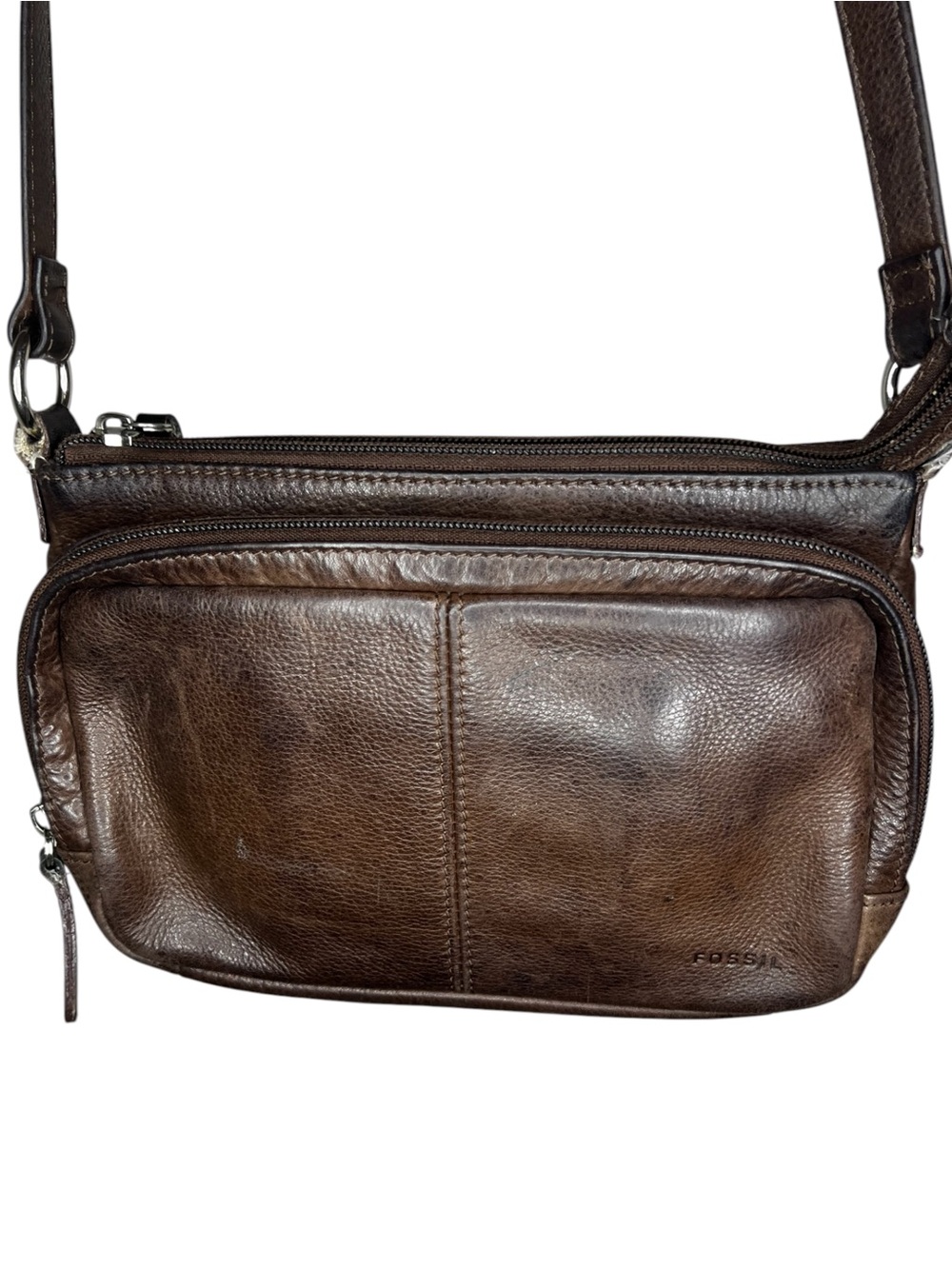 Fossil Brown Leather Crossbody Bag